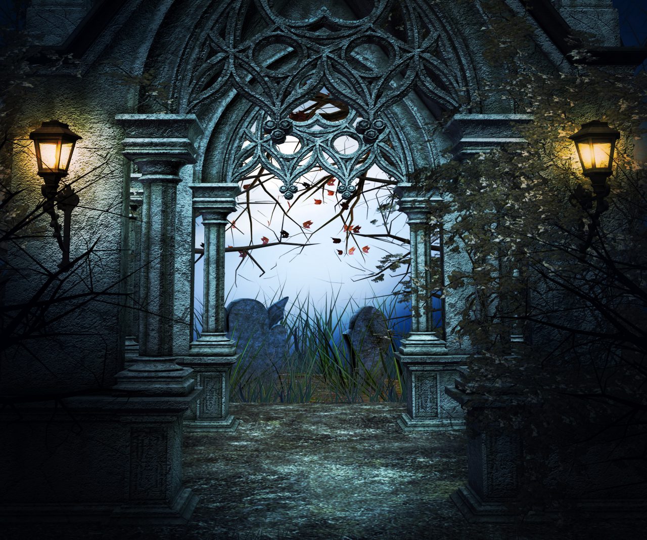Gothic Doorway to Graveyard