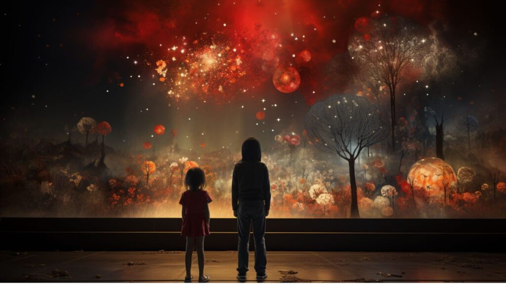 Featured image for blog post about Independence Day, two children watching fireworks