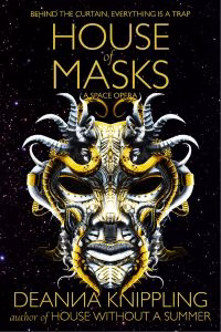 Cover image for House of Masks: A Gothic Space Opera, with a alien mask floating in space